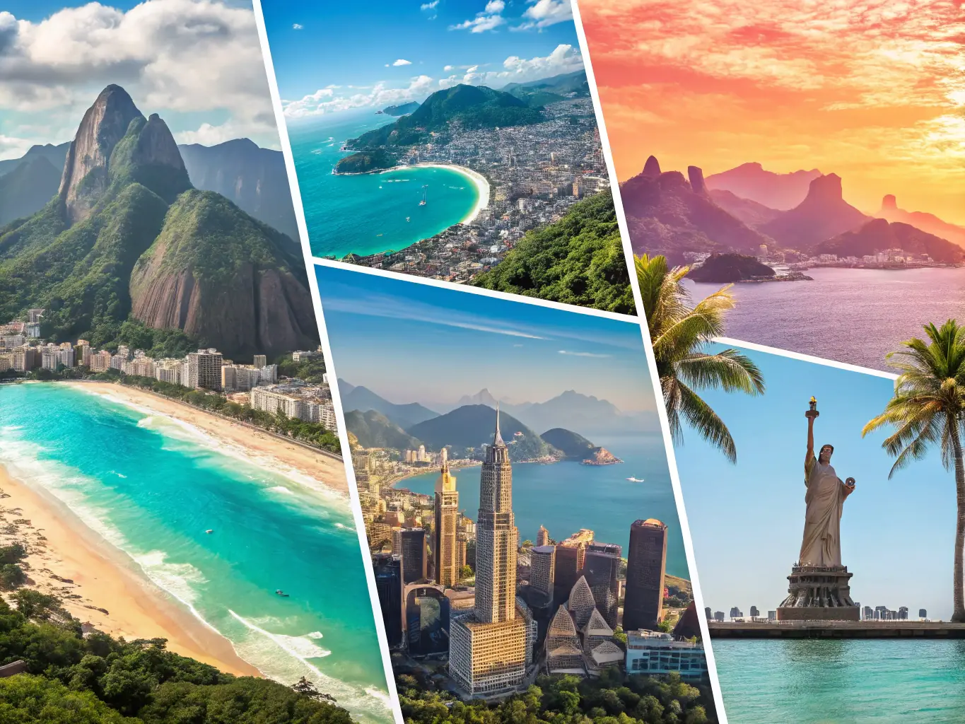 A collage of happy travelers enjoying various destinations, highlighting the joy and affordability of travel deals.